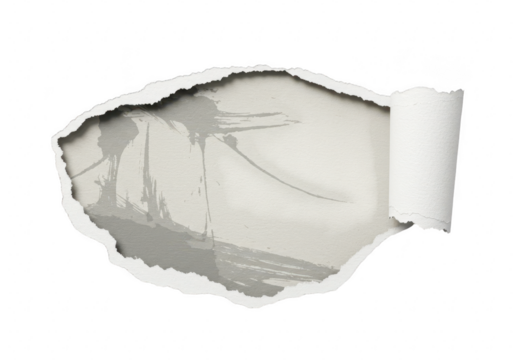 Torn paper with grey abstract pattern isolated on transparent background