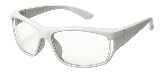 Pair of white safety glasses with clear lenses
