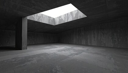 Modern Gray Concrete Interior with Skylight