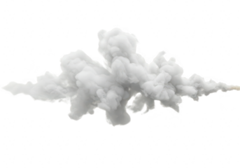 Explosion of white smoke isolated on transparent background