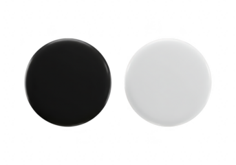 Two circles, one black and one white, isolated on transparent background
