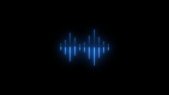 Wave sound icon animation by pink color neon on black background. The audio waves icon animates with vibrant, rhythmic pulses. Each wave fluctuates in height, synchronized to a beat, glowing in neon.