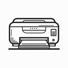 Minimalist Printer Logo Line Design Vector Illustration on white background