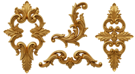Gold ornate design elements 3 d rendered vintage flourishes and decorative ornaments for luxury design projects