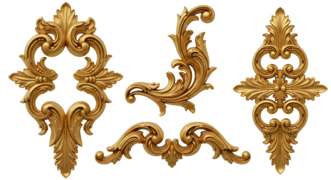 Gold ornate design elements 3 d rendered vintage flourishes and decorative ornaments for luxury design projects
