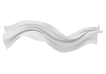 Flowing white fabric wave isolated on transparent background