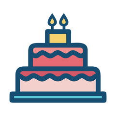 Festive polka dot birthday cake silhouette with candles vector illustration