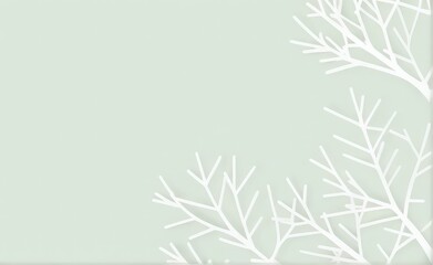Minimalist flat illustration featuring delicate white branches against a soft pastel green background, creating a serene and calming atmosphere with ample copy space for design	