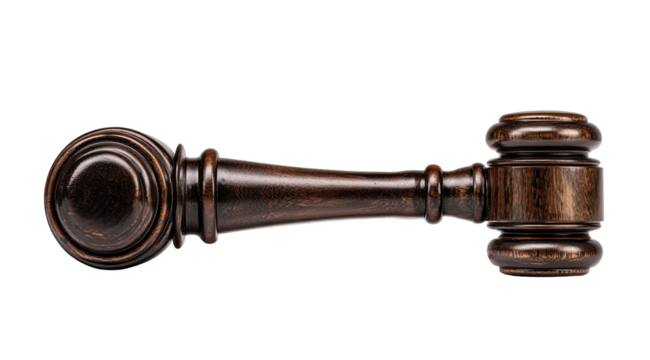 Dark wooden gavel,  polished and smooth