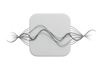 Abstract sound wave emanating from a rounded square, isolated on transparent background