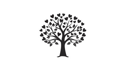 Obraz premium Romantic Heart Tree Silhouette Symbolizing Love Growth and Family Connection for Design