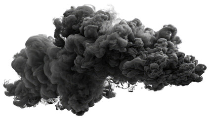 Dark gray smoke cloud, swirling shapes against black background