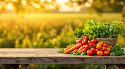 vegetables on a wooden table