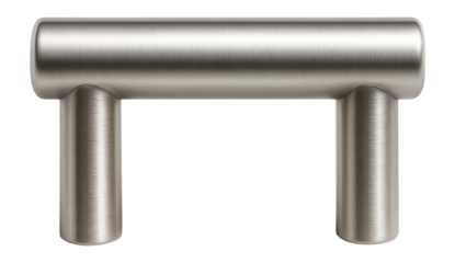 Stainless steel furniture handle with a tubular shape and brushed texture