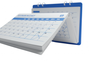 Open calendar isolated on transparent background