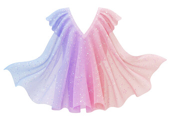 Sheer iridescent cape with glitter isolated on transparent background