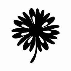 Silhouette of a Daisy Flower with Striking Petal Cutouts on White Background