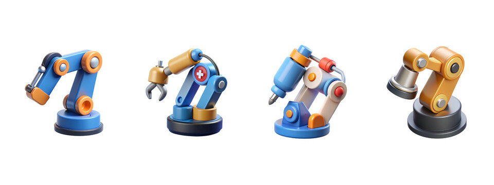 3D Robotic End of Arm Tooling Icons – Gripper, Welding Torch, Sensor and Pneumatic Tool for Industrial Automation UI