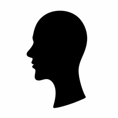 Silhouette of a Human Head in Profile with a Bald Head Style