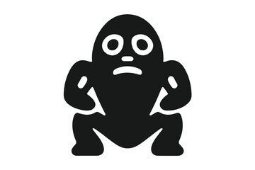 Unique stylized frog character performing a squat in a minimalist design in a playful, modern art style