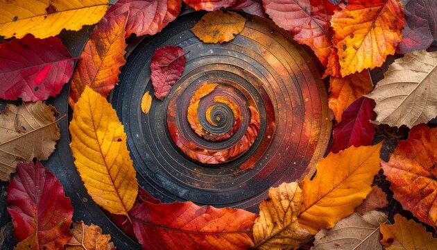 Planet Earth surrounded by colorful autumn leaves