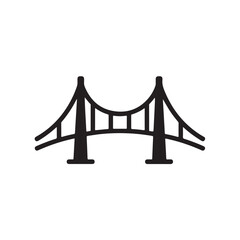 Stylized Black Silhouette of a Suspension Bridge on White Background