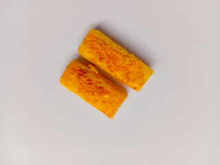Long cheese nastar cookies isolated on white background.