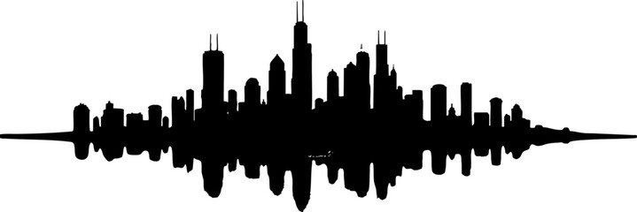 Fototapeta premium Black and White Urban City Skyline Silhouette Set