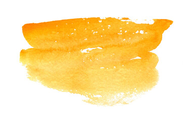 Abstract orange watercolor background for text or logo isolated on white. Hand drawn watercolor shape