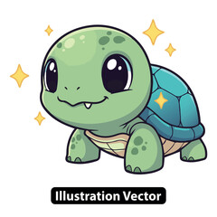 Adorable cartoon turtle with sparkling stars Cute illustration for children and design