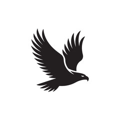 Obraz premium Silhouette of a black eagle in flight against a white background