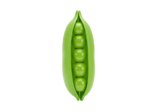 Open pea pod with five peas isolated on transparent background - Powered by Adobe