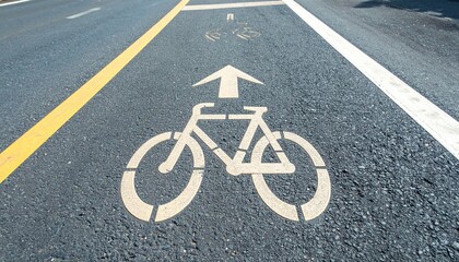 Bike Lane Symbol on Asphalt Road