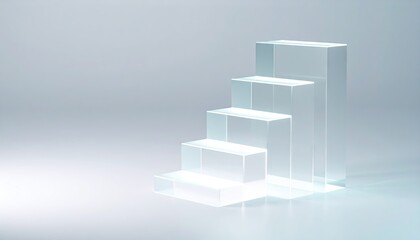 Clear Acrylic Blocks Stair Set on White Background