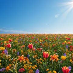 A Breathtaking Scene of Flowers in Full Bloom