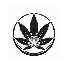 Cannabis Leaf Silhouette on White Background Vector Illustration