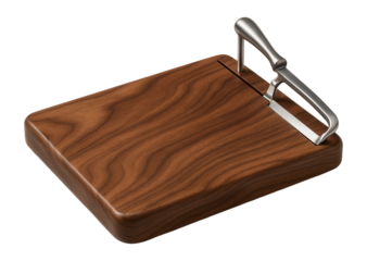 Walnut cheese board with integrated slicer