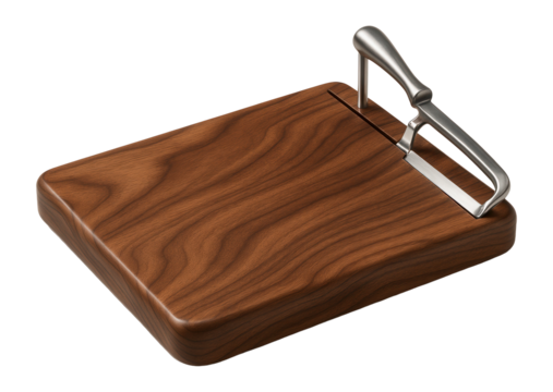 Walnut cheese board with integrated slicer
