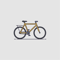 A minimalist illustration of a yellow bicycle with a black seat and handlebars, featuring a rear rack, set against a plain light gray background.