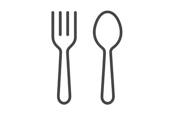 Fork and Spoon thin line icons bundle, editable stroke vector set for websites, books, cards, apps, transparent background simple cartoon kitchen utensils illustration
