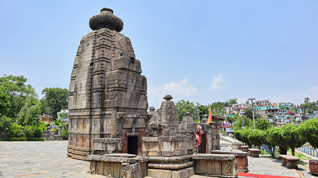 Kedareshwara Temple observed within Baijnath Temple complex, constructed between 9th and 12th century A.D. by the Katyuri dynasty in Baijnath, Bageshwar, Uttarakhand, India.