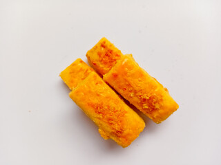 Long cheese nastar cookies isolated on white background.