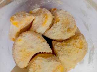 Kue Putri Salju or snow princess cookies isolated on white background.