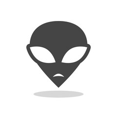 Extraterrestrial alien face icon with shadow