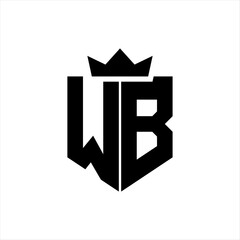WB Vector image of a shield with a sharp geometric style and a pointed crown