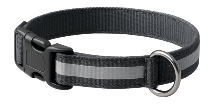 Pet ID collar with reflective strip
