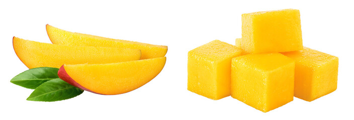 mango slices isolated on white background with full depth of field
