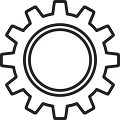 Simple outline of a single gear or cogwheel with a central hole