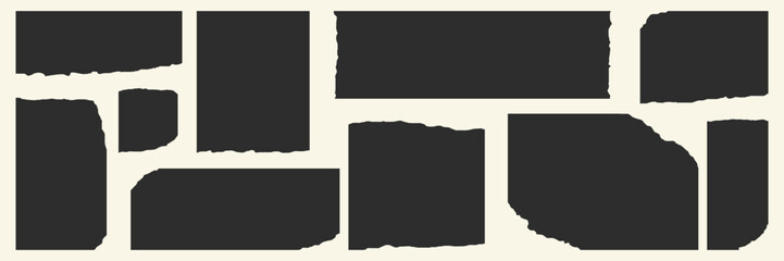 black torn paper vector collection design element for texture and background use