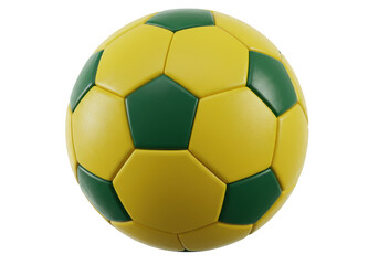 Yellow and green soccer ball isolated on transparent background
